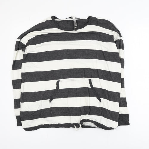 Kensie Women’s Black White Striped Relaxed Jersey Long Sleeve Top M
