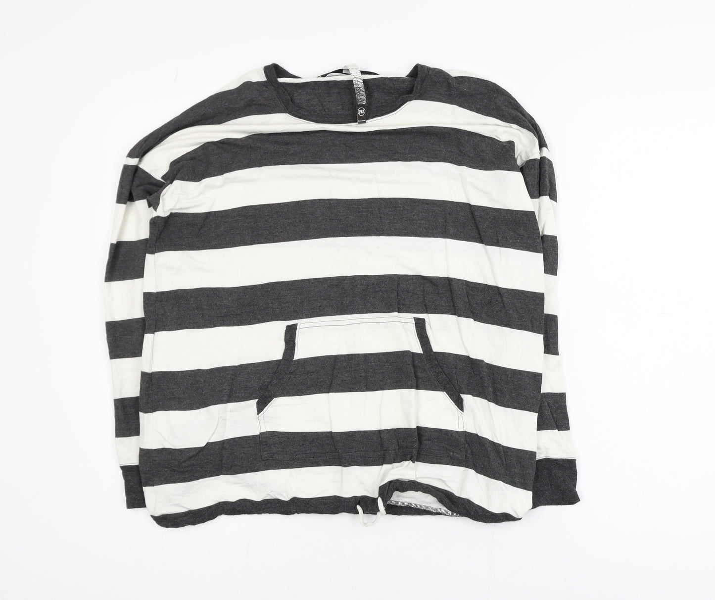 Kensie Women’s Black White Striped Relaxed Jersey Long Sleeve Top M