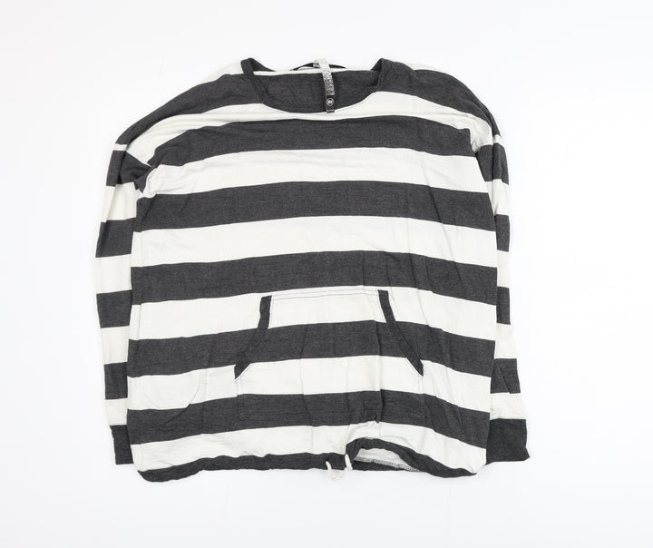 Kensie Women’s Black White Striped Relaxed Jersey Long Sleeve Top M