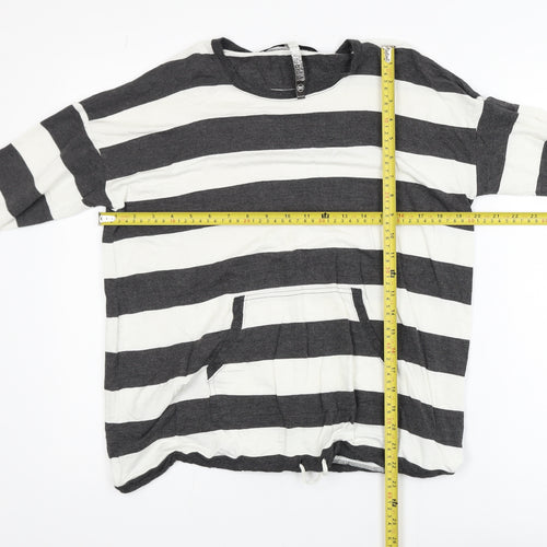 Kensie Women’s Black White Striped Relaxed Jersey Long Sleeve Top M