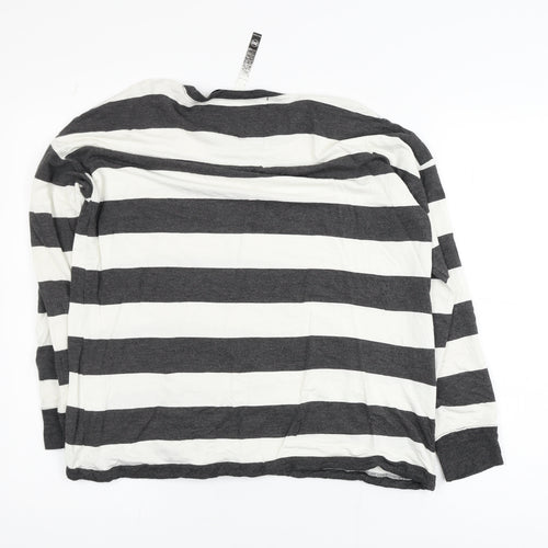 Kensie Women’s Black White Striped Relaxed Jersey Long Sleeve Top M