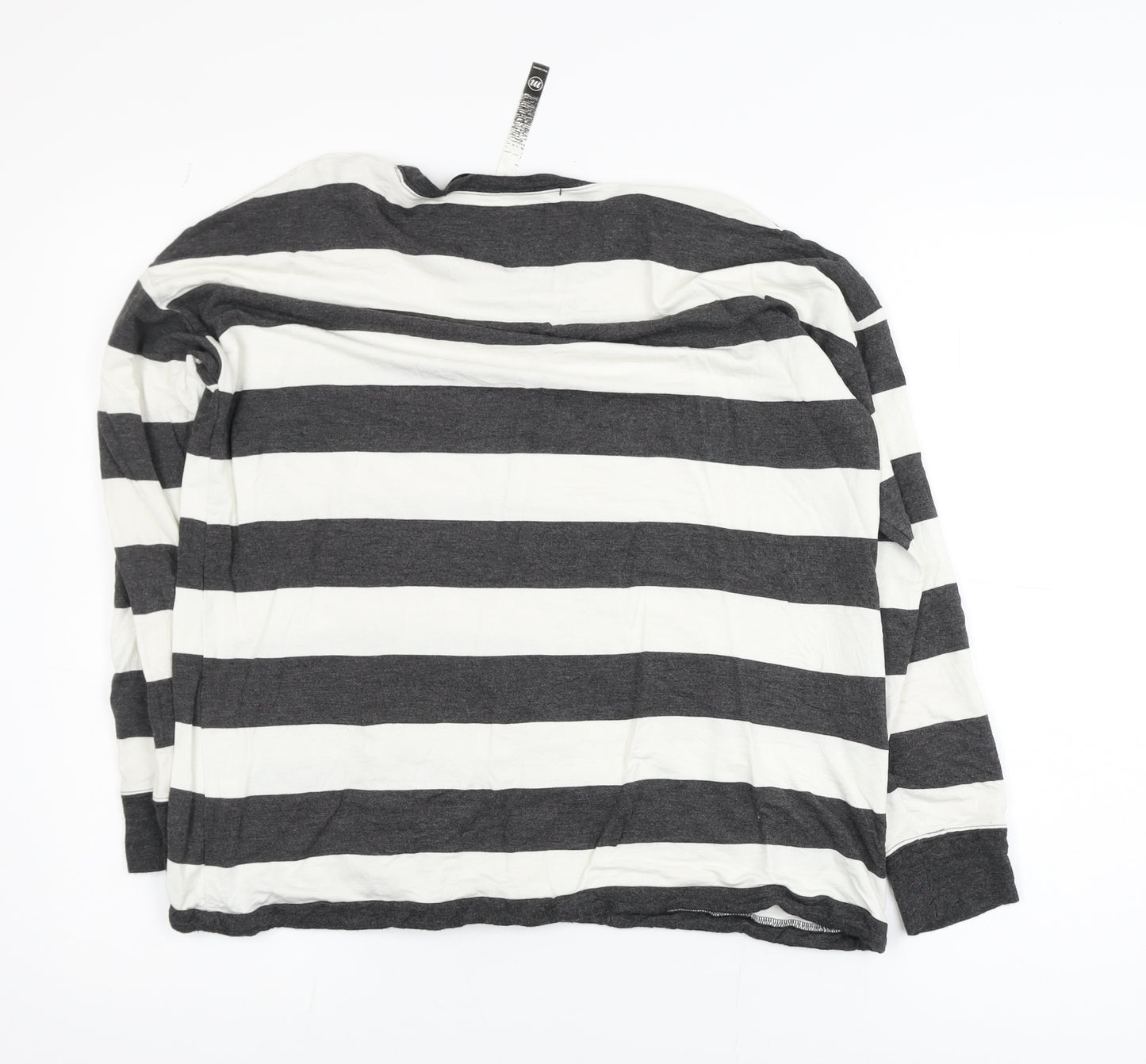 Kensie Women’s Black White Striped Relaxed Jersey Long Sleeve Top M