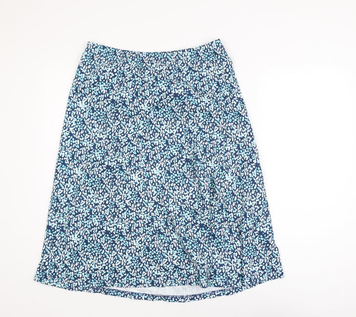 Cotswold Collections Women's Blue Floral Cotton A-Line Skirt L