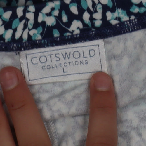 Cotswold Collections Women's Blue Floral Cotton A-Line Skirt L