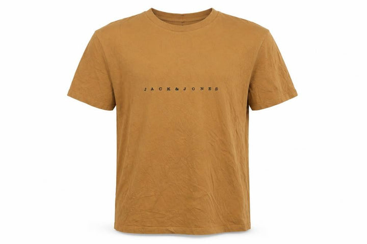 Jack & Jones Men's Brown Logo Crew Neck Cotton T-Shirt Size L