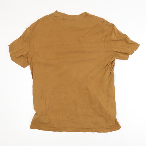 Jack & Jones Men's Brown Logo Crew Neck Cotton T-Shirt Size L
