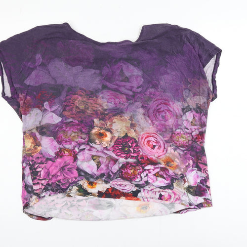 Marks and Spencer Women’s Purple Floral Viscose T-Shirt UK 14