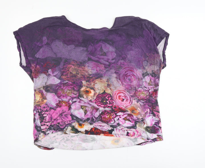 Marks and Spencer Women’s Purple Floral Viscose T-Shirt UK 14
