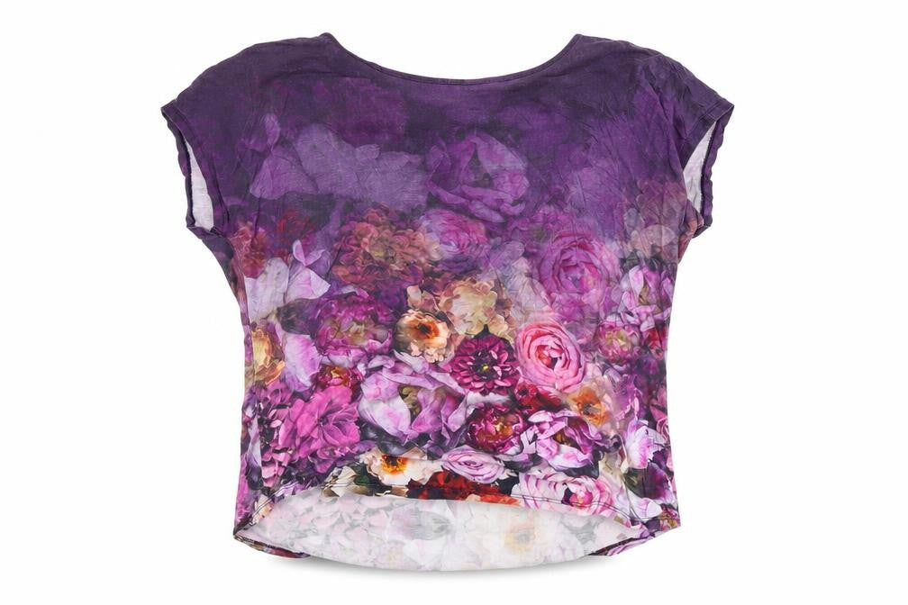 Marks and Spencer Women’s Purple Floral Viscose T-Shirt UK 14