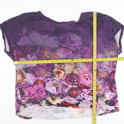 Marks and Spencer Women’s Purple Floral Viscose T-Shirt UK 14