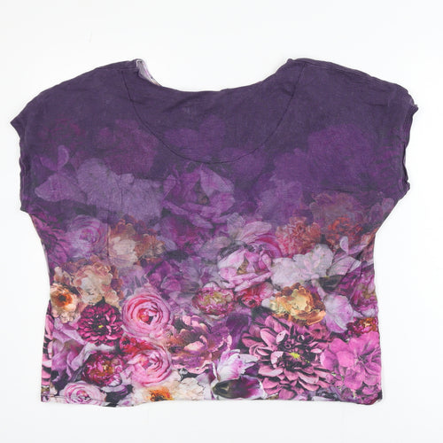Marks and Spencer Women’s Purple Floral Viscose T-Shirt UK 14