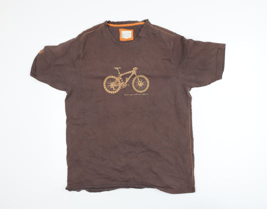 One Earth Peter Storm Men’s Brown Cycling Graphic Cotton T-Shirt M