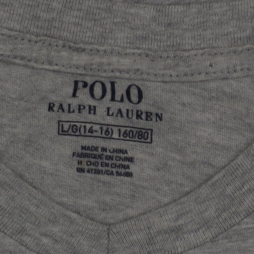 Polo Ralph Lauren Men's Grey Long Sleeve V-Neck Cotton T-Shirt Size M