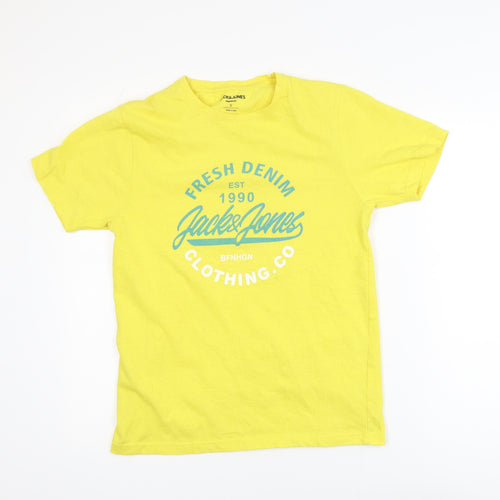 Jack & Jones Men’s Yellow Graphic Short Sleeve Crew Neck T-Shirt Size S