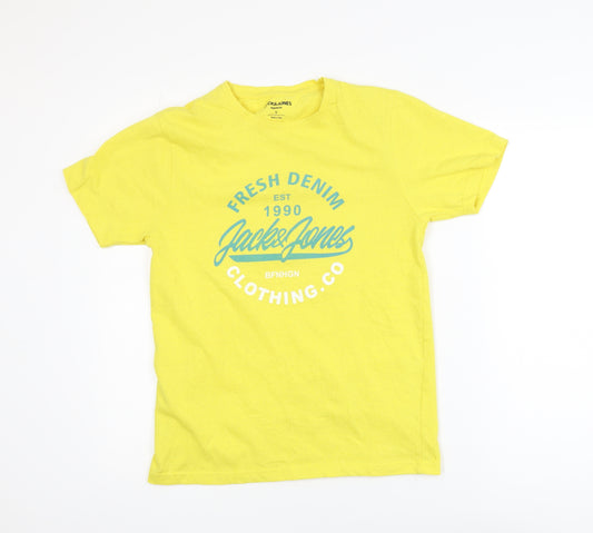Jack & Jones Men’s Yellow Graphic Short Sleeve Crew Neck T-Shirt Size S