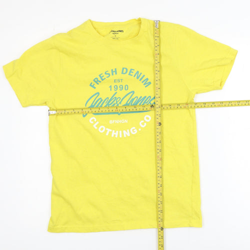 Jack & Jones Men’s Yellow Graphic Short Sleeve Crew Neck T-Shirt Size S