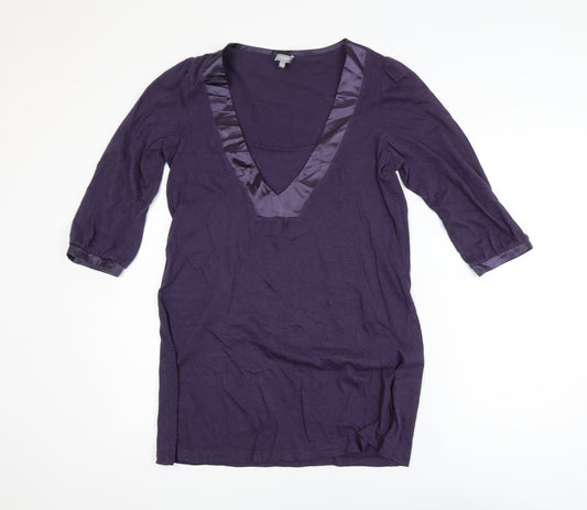 Marks and Spencer Per Una Purple Tunic Blouse Women's Size 14 V-Neck 3/4 Sleeve
