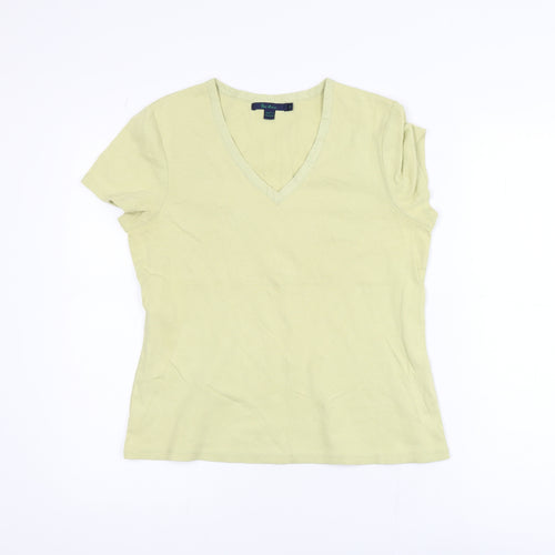 Boden Women's Green V-Neck Short Sleeve Cotton T-Shirt Size 14