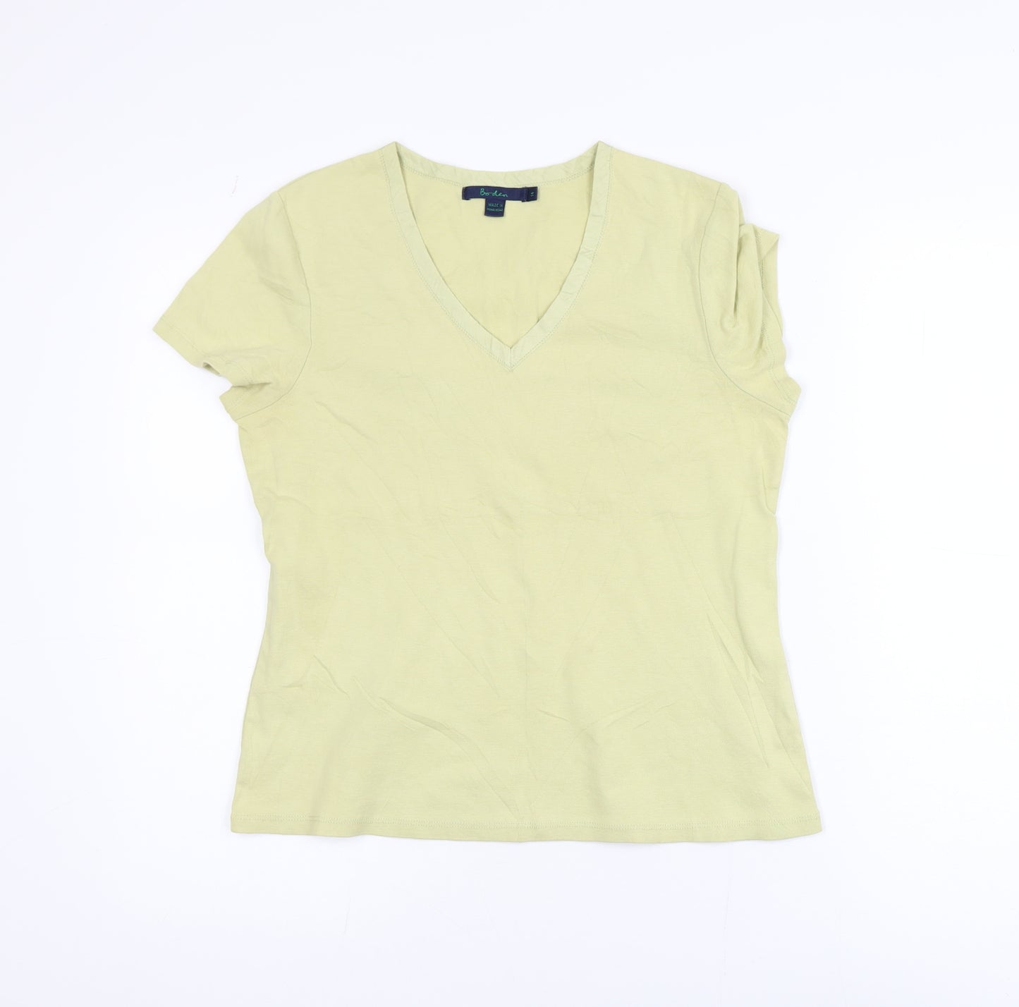 Boden Women's Green V-Neck Short Sleeve Cotton T-Shirt Size 14