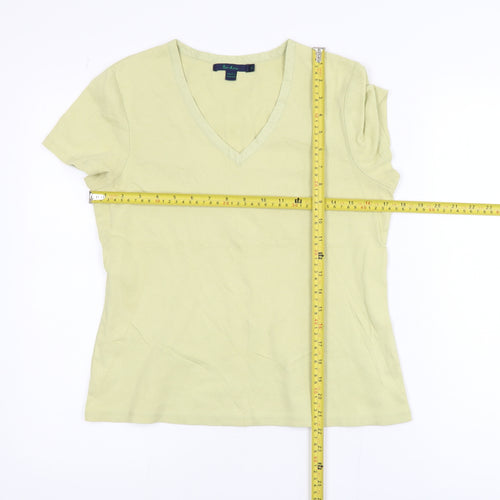 Boden Women's Green V-Neck Short Sleeve Cotton T-Shirt Size 14