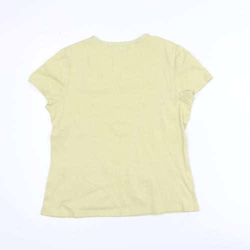 Boden Women's Green V-Neck Short Sleeve Cotton T-Shirt Size 14