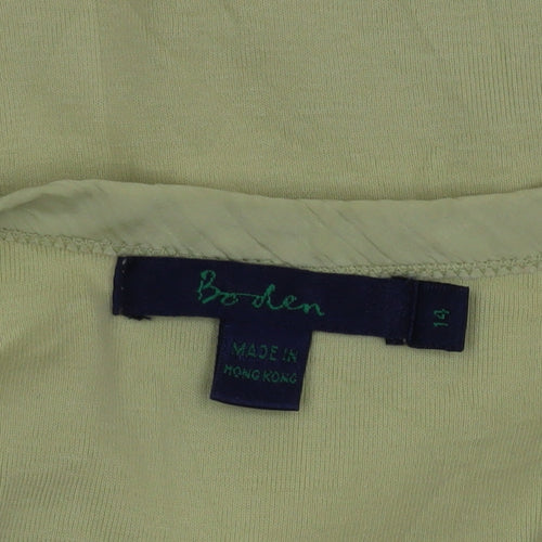 Boden Women's Green V-Neck Short Sleeve Cotton T-Shirt Size 14