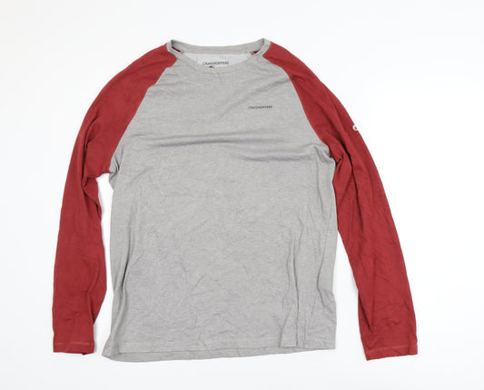 Craghoppers Men's Grey & Red NosiLife Long Sleeve T-Shirt M Outdoor