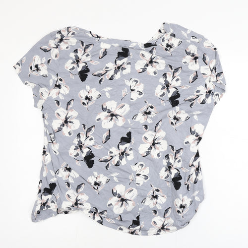Bonmarché Womens Grey Floral Viscose Stretch T-Shirt Size 24