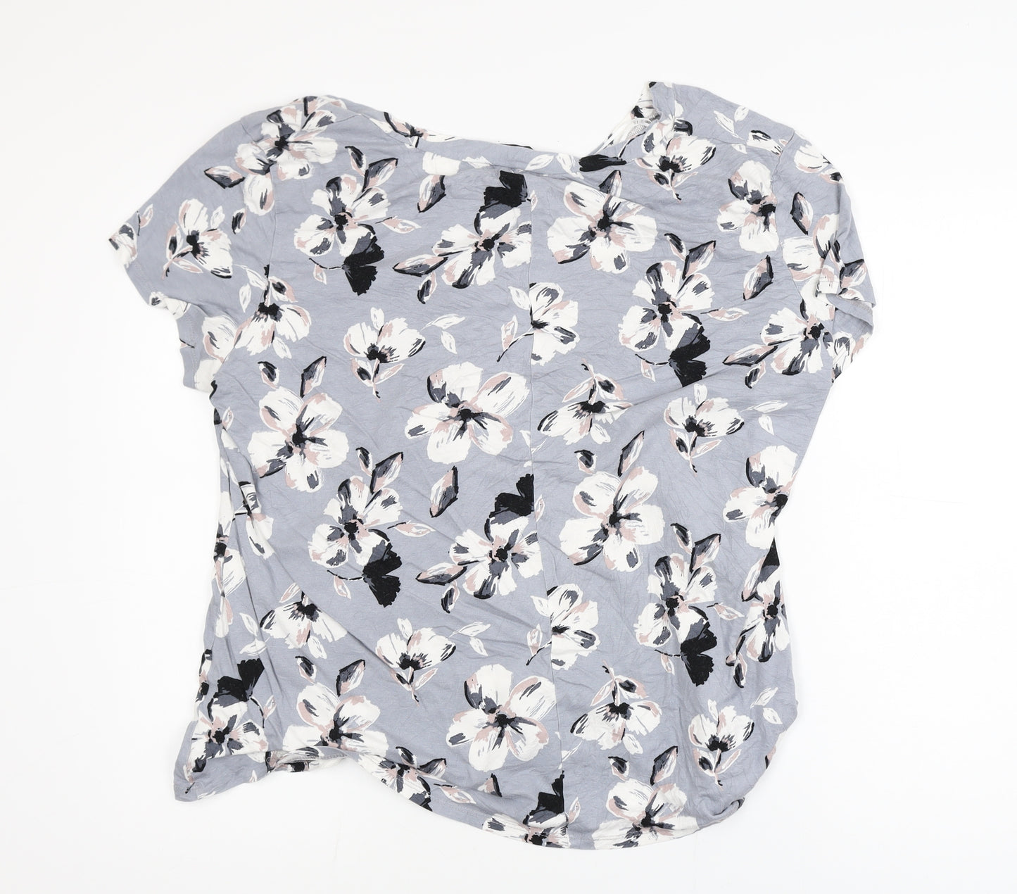 Bonmarché Womens Grey Floral Viscose Stretch T-Shirt Size 24