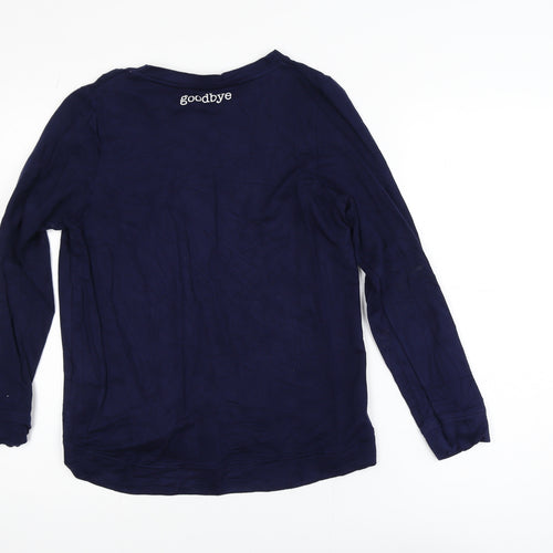Oasis Womens Navy Blue Pullover Sweatshirt S Hello Print Long Sleeve