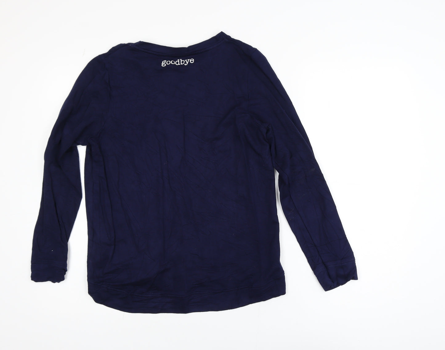 Oasis Womens Navy Blue Pullover Sweatshirt S Hello Print Long Sleeve
