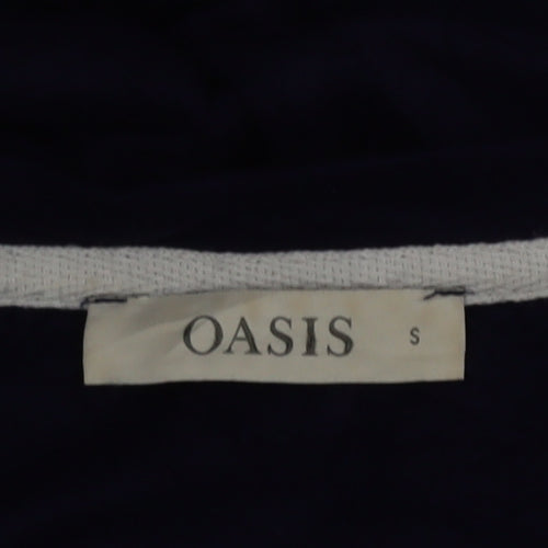Oasis Womens Navy Blue Pullover Sweatshirt S Hello Print Long Sleeve