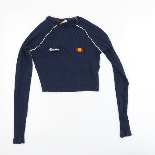 Ellesse Womens Navy Blue Long Sleeve Cropped T-Shirt Size 6