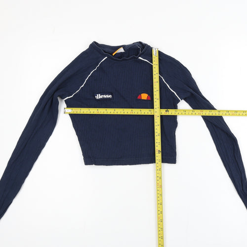 Ellesse Womens Navy Blue Long Sleeve Cropped T-Shirt Size 6