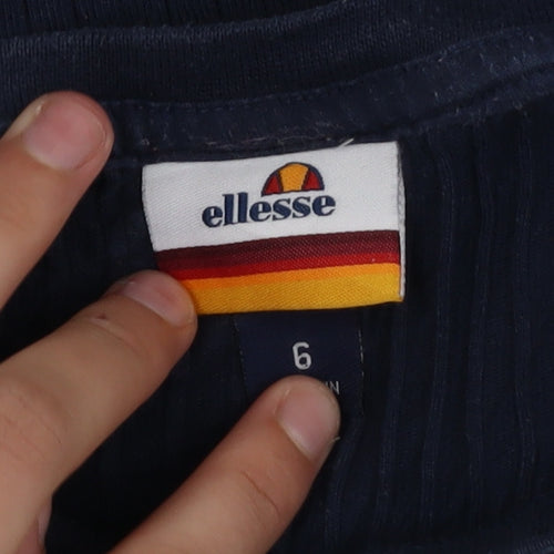 Ellesse Womens Navy Blue Long Sleeve Cropped T-Shirt Size 6