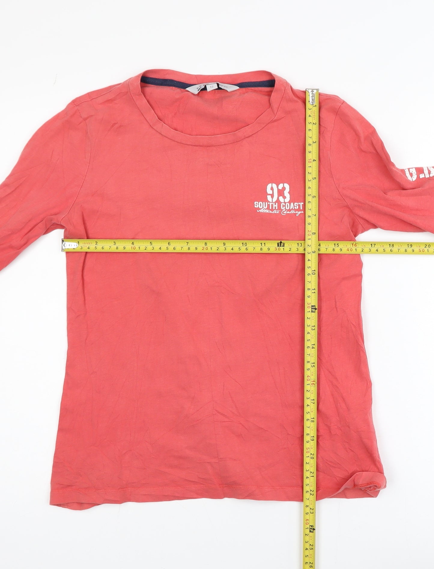 Crew Clothing Co. Women's Red Long Sleeve Cotton T-Shirt Size 12