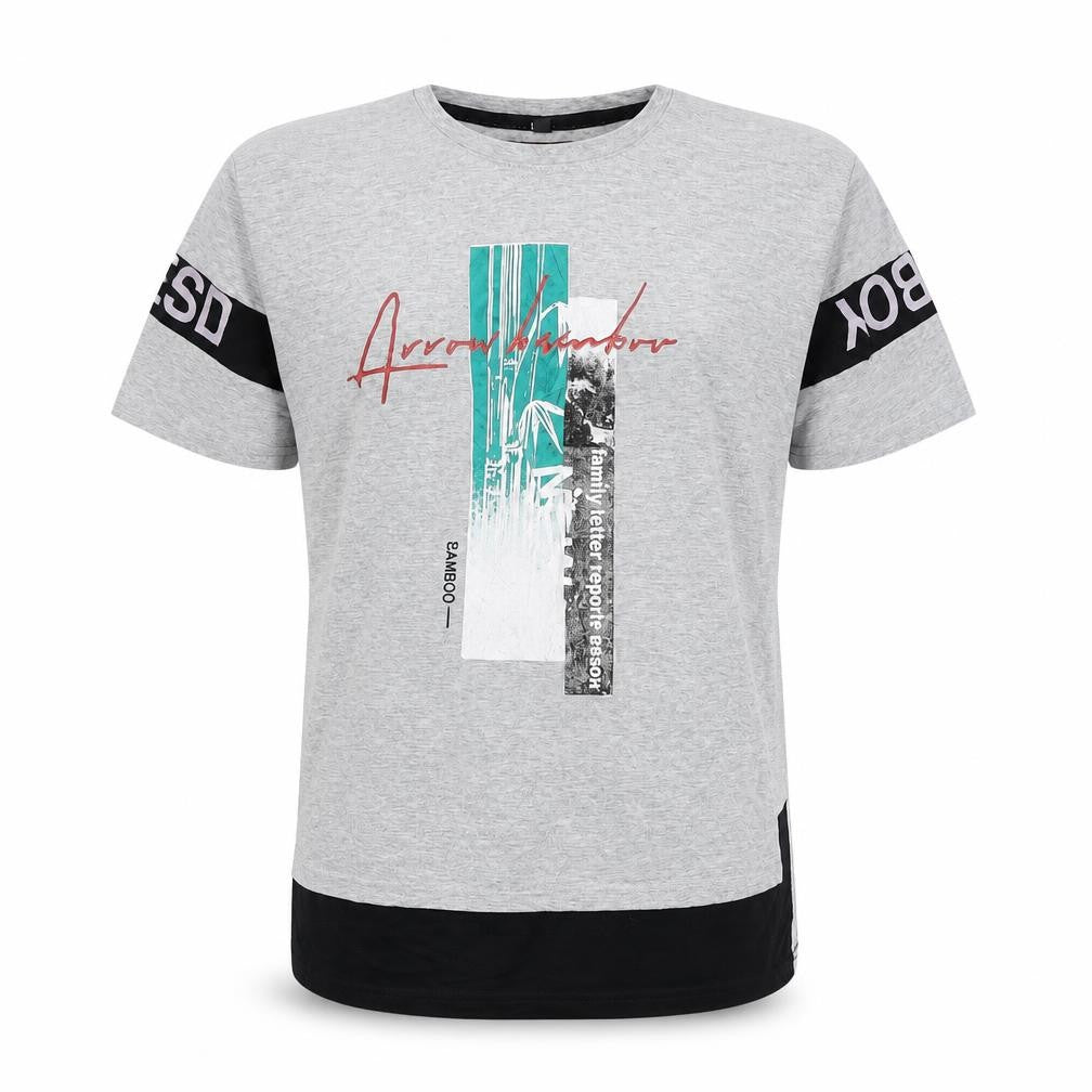 Jack & Jones Men's Grey Graphic Print Cotton T-Shirt Size M