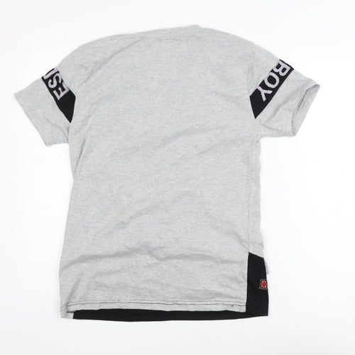 Jack & Jones Men's Grey Graphic Print Cotton T-Shirt Size M