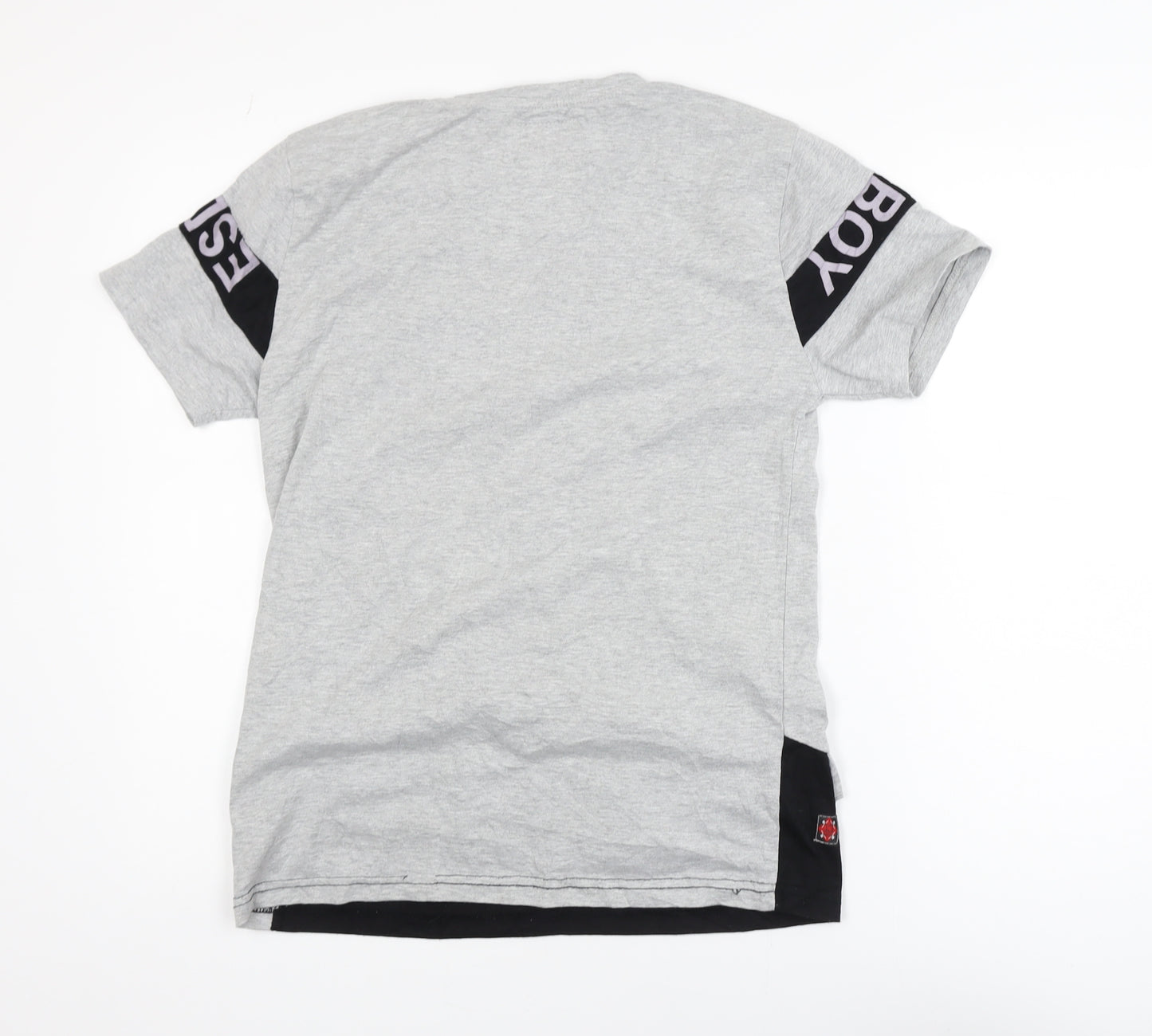 Jack & Jones Men's Grey Graphic Print Cotton T-Shirt Size M