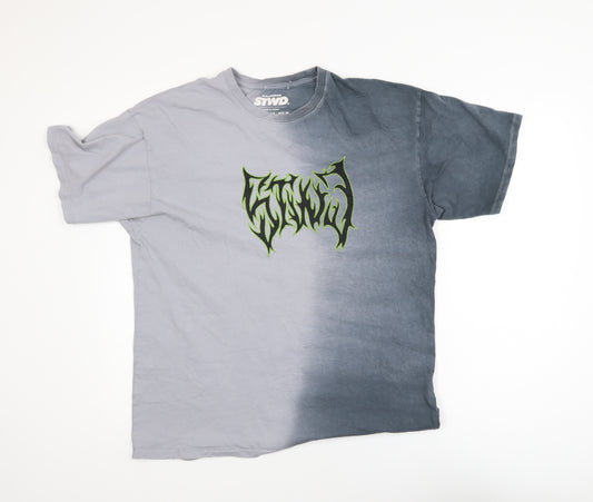 Pull&Bear Men's Multicoloured Graphic Print Crew Neck T-Shirt M