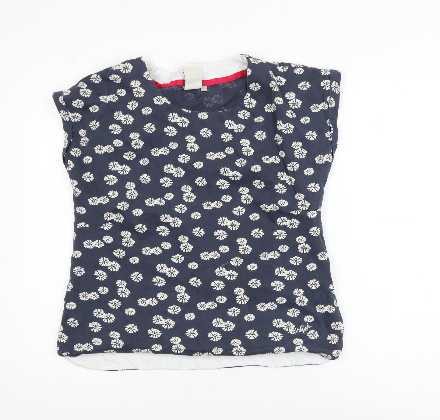 Weird Fish Womens Blue Floral Cotton Blouse Size 12