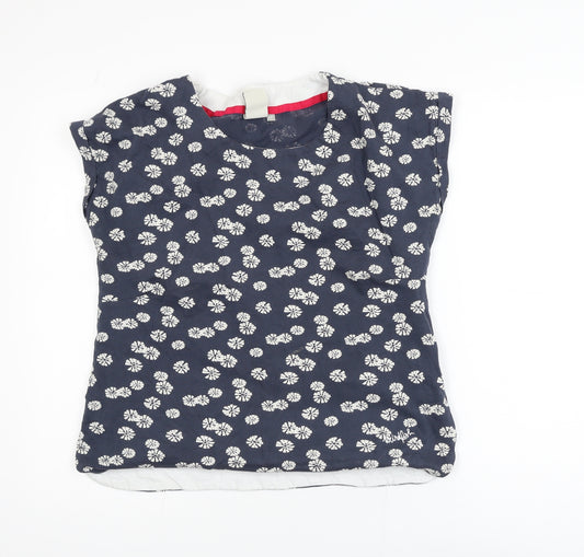 Weird Fish Womens Blue Floral Cotton Blouse Size 12