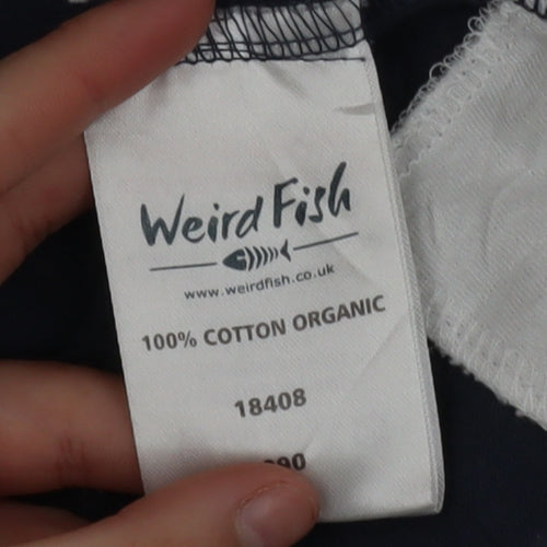 Weird Fish Womens Blue Floral Cotton Blouse Size 12