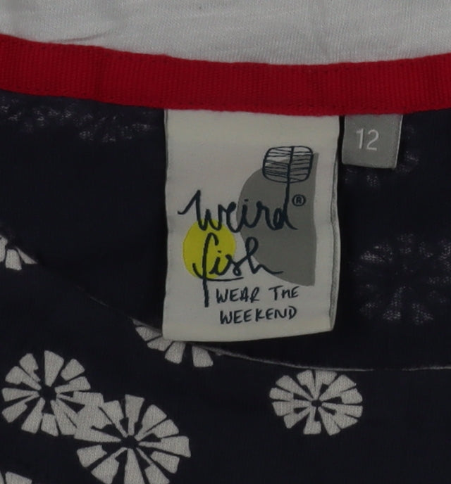 Weird Fish Womens Blue Floral Cotton Blouse Size 12