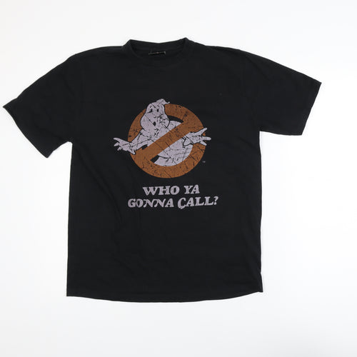Ghostbusters Men Black Small Crew Neck Graphic Cotton T-Shirt