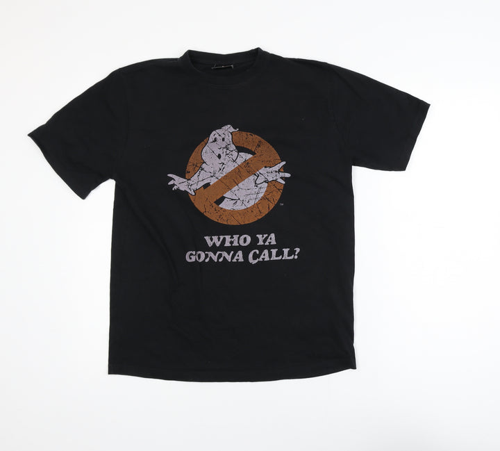 Ghostbusters Men Black Small Crew Neck Graphic Cotton T-Shirt