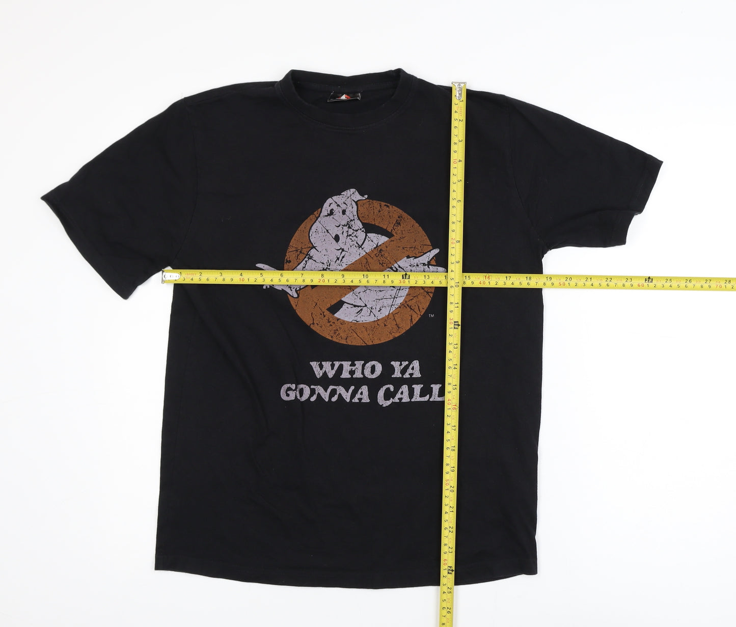 Ghostbusters Men Black Small Crew Neck Graphic Cotton T-Shirt