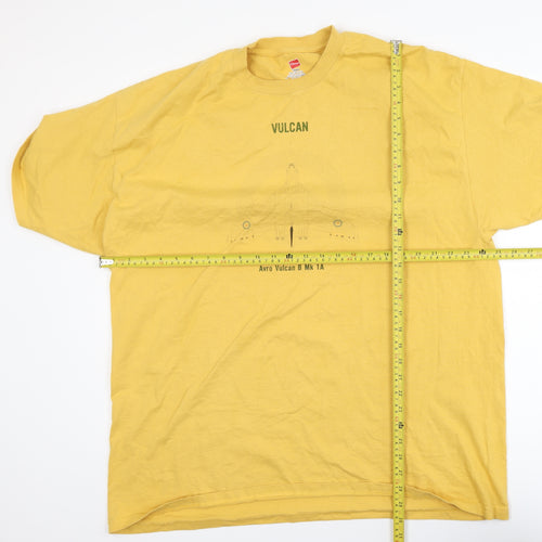 Hanes Men's Yellow 2XL Crew Neck Vulcan Graphic Cotton T-Shirt