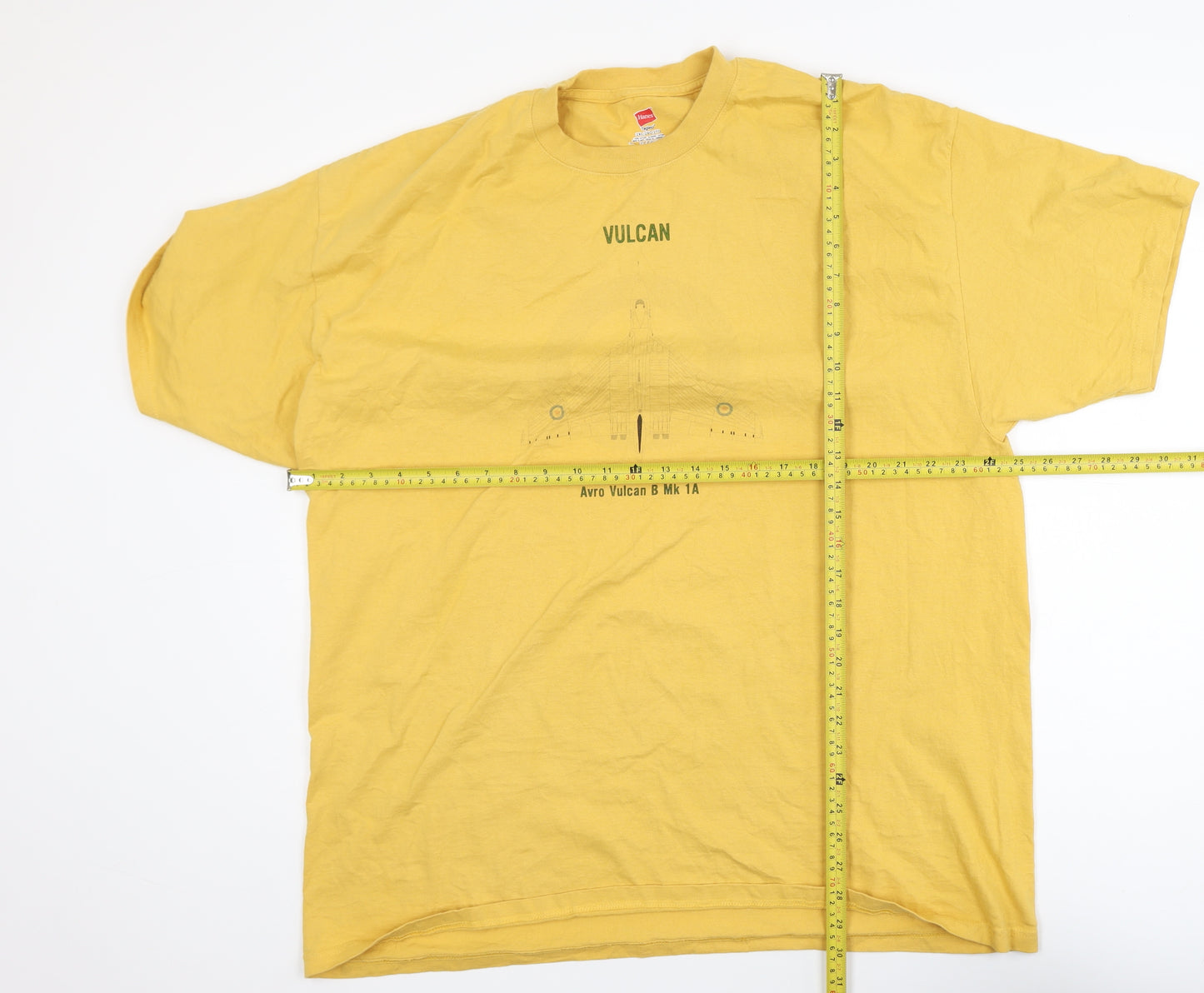 Hanes Men's Yellow 2XL Crew Neck Vulcan Graphic Cotton T-Shirt