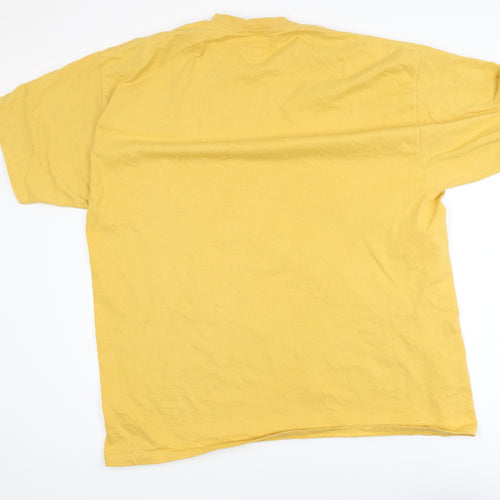Hanes Men's Yellow 2XL Crew Neck Vulcan Graphic Cotton T-Shirt